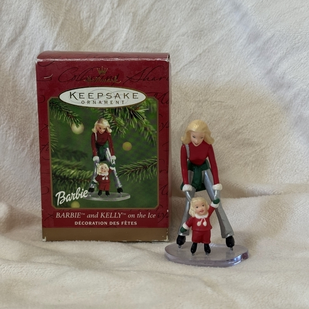 Vintage Hallmark Keepsake Ornament 2001 Barbie™ and Kelly™ on the Ice